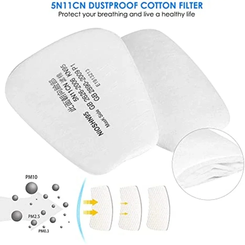 Dust Mask 6001/6002/6004 Cartridge Box 5N11 Cotton Filters Set for 6200/7502/6800 Chemical Painting Spraying Respirator
