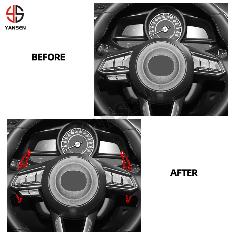 2PCS For Atenza 2014-2019 Axela 2014-2019 Mazda 3 6 CX-4 2016-2021 CX-5 MX-5 2018 자동차 스포츠 스티어링 휠 시프트 패들 시프터