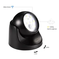 9 LED Wireless Motion Sensor Night Light 360 Degree Rotation Night Light Night Lamp Wall Light Lamp Battery Power Auto On Off 2