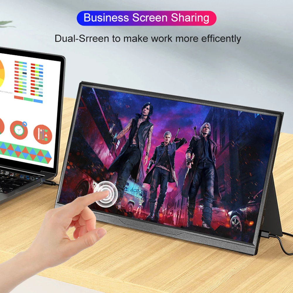 14 Inch Portable Monitor - 1080P IPS Display, USB-C Gaming Monitor | Lightweight Slim Screen