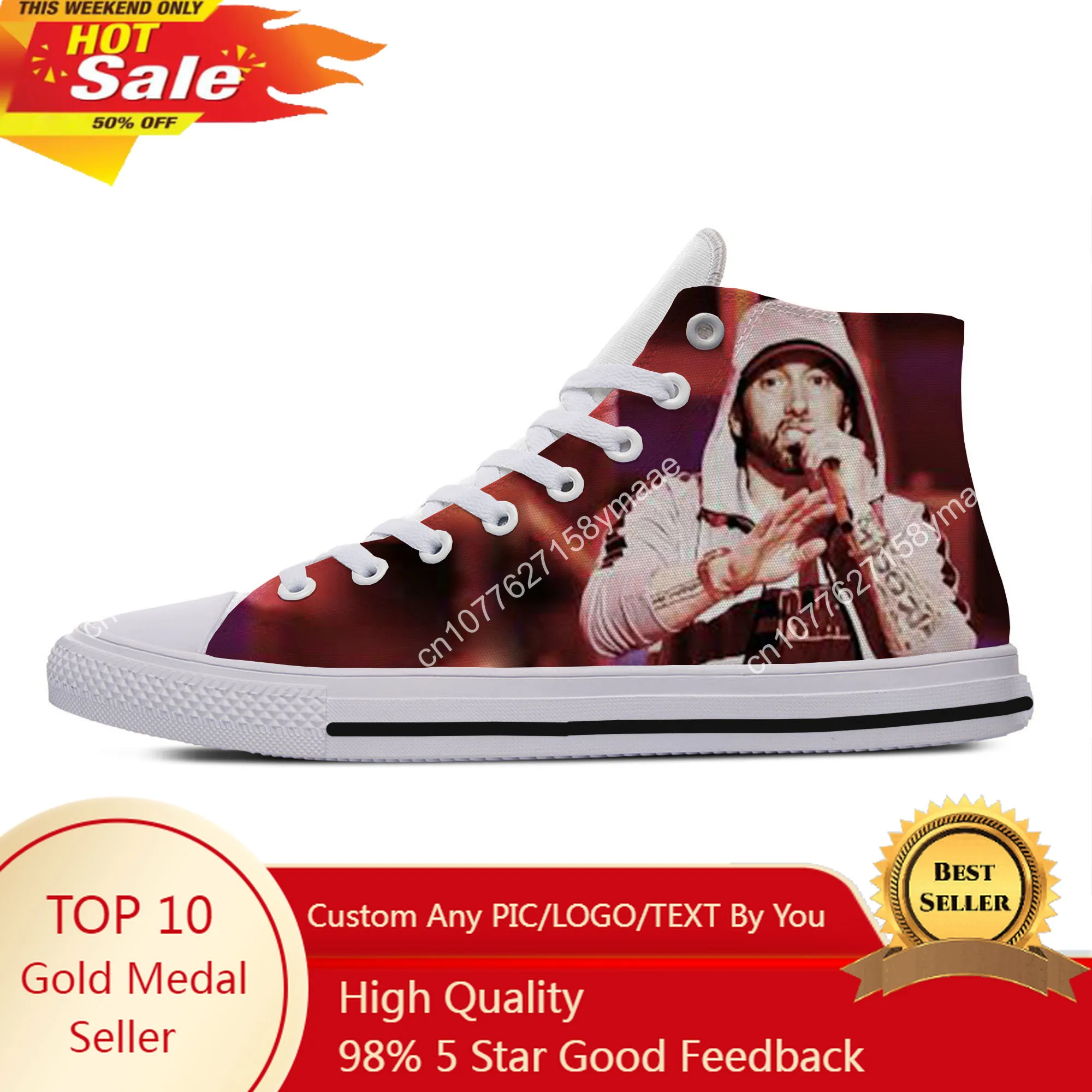 

Hot Cool Fashion New Summer Casual Shoes Man Woman Latest Hip Hop Rap Music Rock Funny Eminem Casual High Help Board Shoes