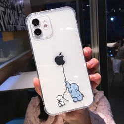 Creative Elephant and Lion Animal Design Clear Shockproof Soft Phone Case - iPhone 11 (Style 1)