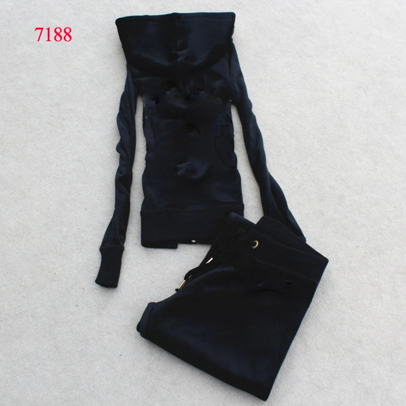 Y2K Velvet Brand Tracksuit Two Piece Women's Tracksuit Hoodies Set With Pocket Velour Tracksuit For Women