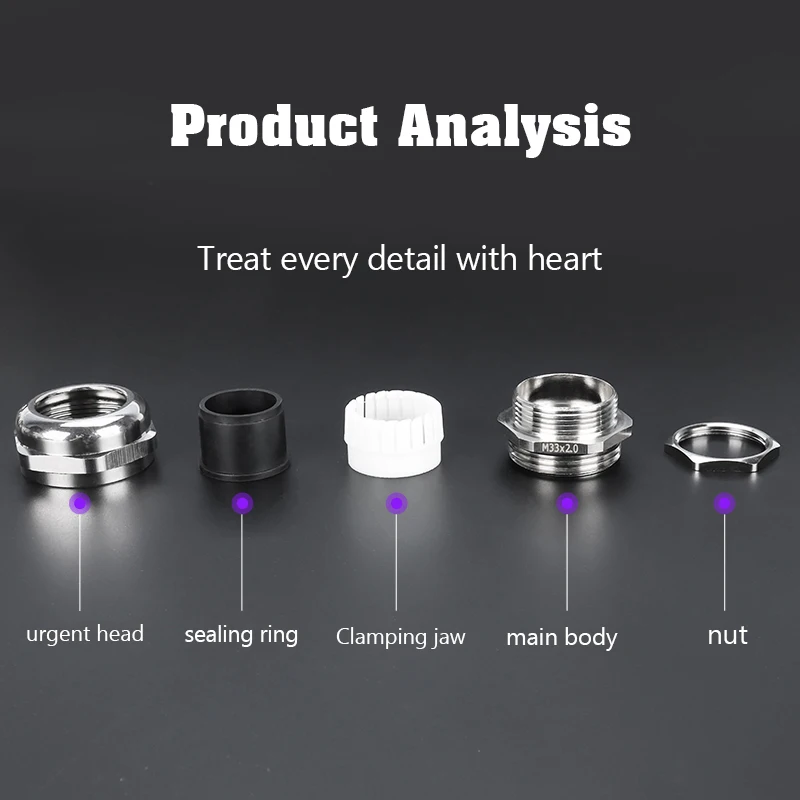 1Pcs waterproof cable gland 304 stainless steel glands IP68 PG7 PG9 M12 M16 metal joint PG13.5 M20*1.5 cable fixing seal joint