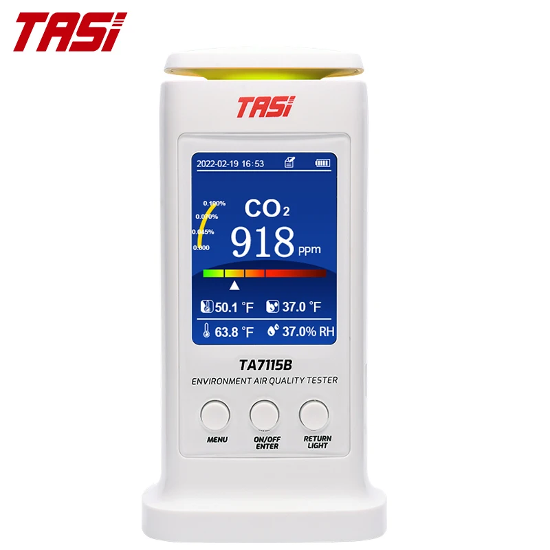 Tasi TA7115B 3 in 1 Air Quality Detector CO2 Temperature Hygrometer Monitor Light Alarm Data Analysis Light Alarm Home Tester