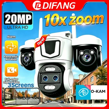 New 10K 20MP WiFi Camera Outdoor Three Screen 20MP CCTV External IP Cam 10X Zoom 8K 15MP Video Surveillance Camera 1