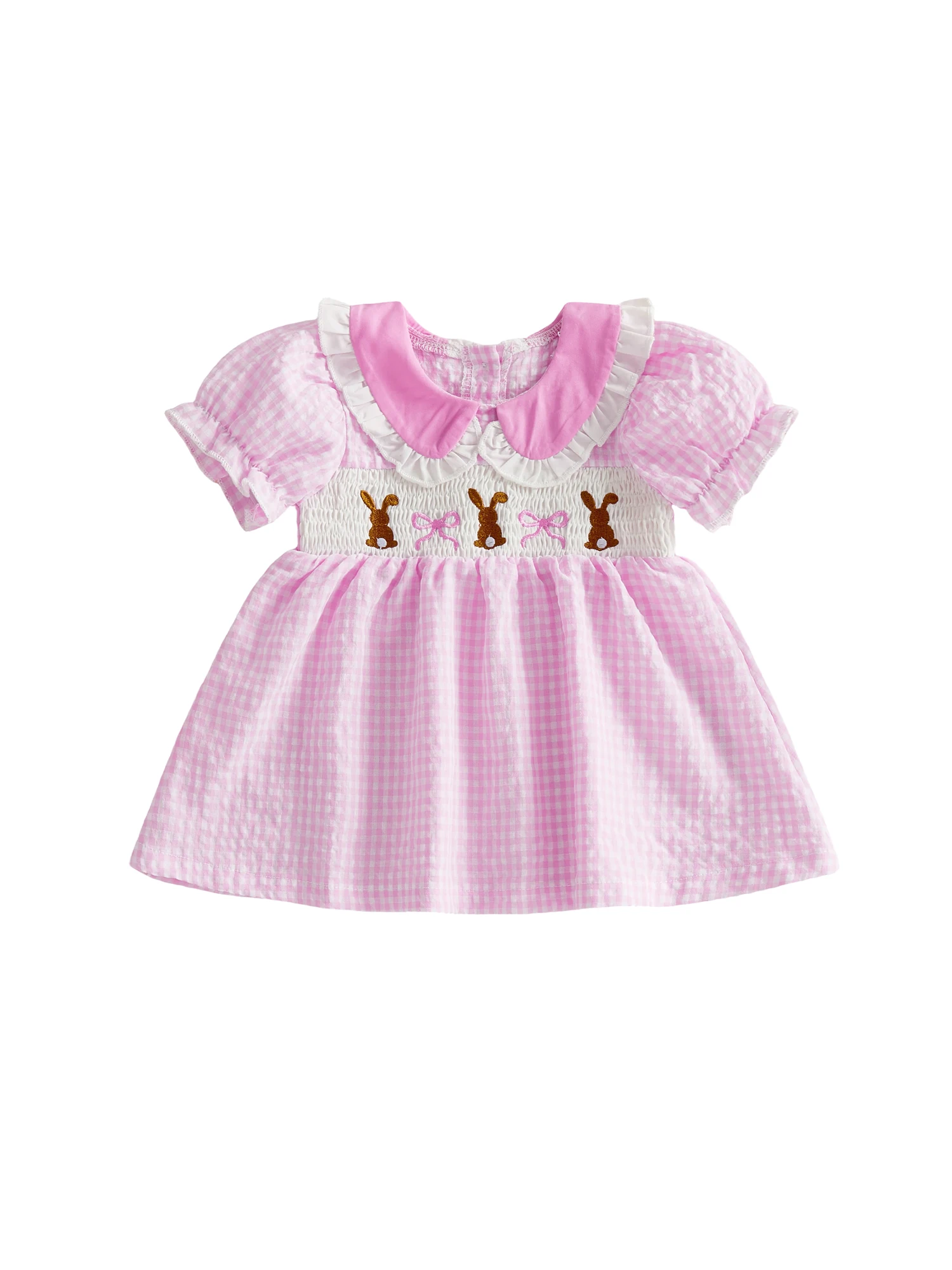 Infant Baby Boy Easter Outfit Suspender Shorts Set with Bow Tie and Bunny Embroidered Shirt Peter Pan Collar Easter Suit