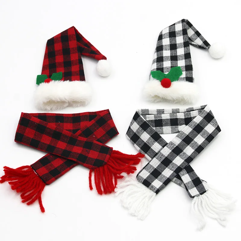 (1pcs/pack) Christmas plaid cloth red wine bottle set, dining table decoration, festive atmosphere creation set, Christmas decor