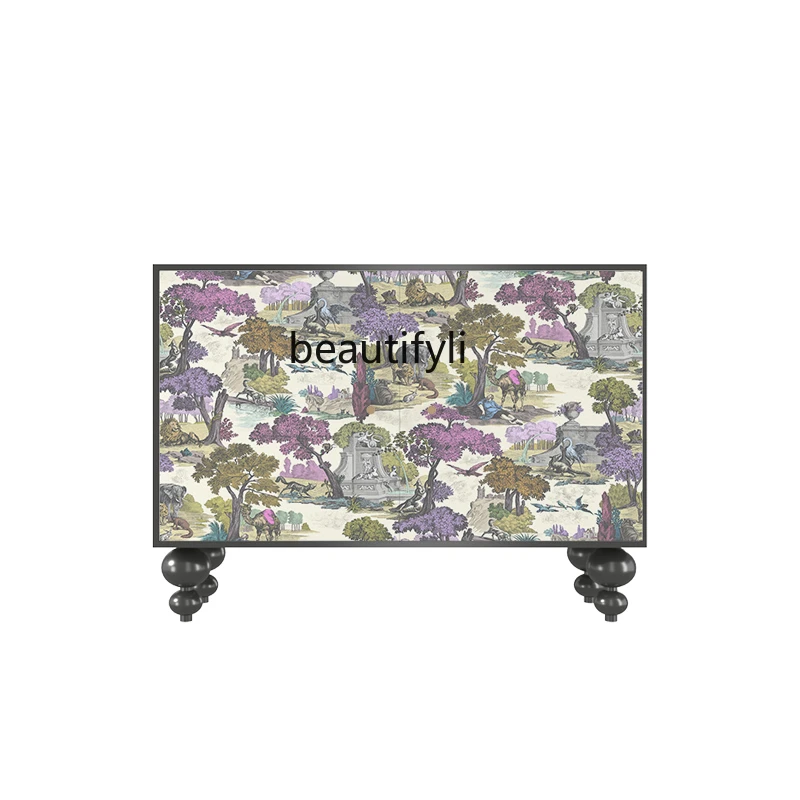 

French Solid Wood Entrance Cabinet Entry Door Shoe Cabinet Living Room Storage Cabinet Bedroom Locker