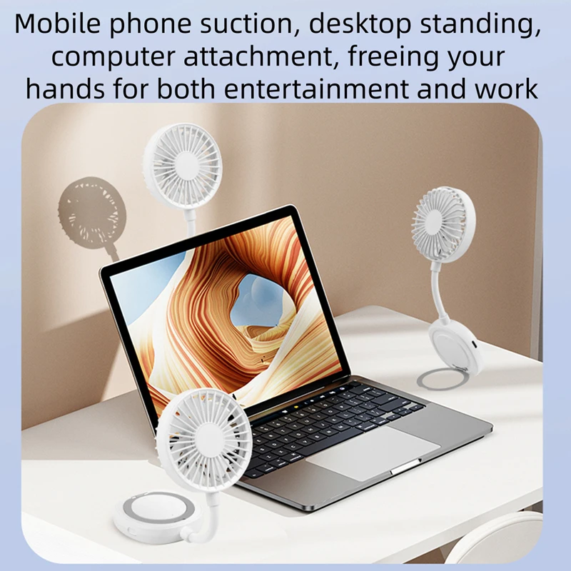 Portable USB Rechargeable Mini Magnetic Fan with Phone Holder - Ideal for Travel, Office, and Outdoor Use