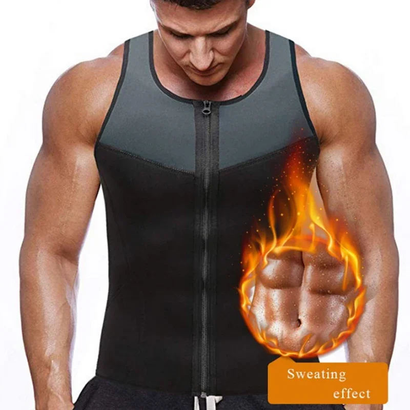 Men Fitness Corset Neoprene Sports Tummy Control Shapewear Zipper