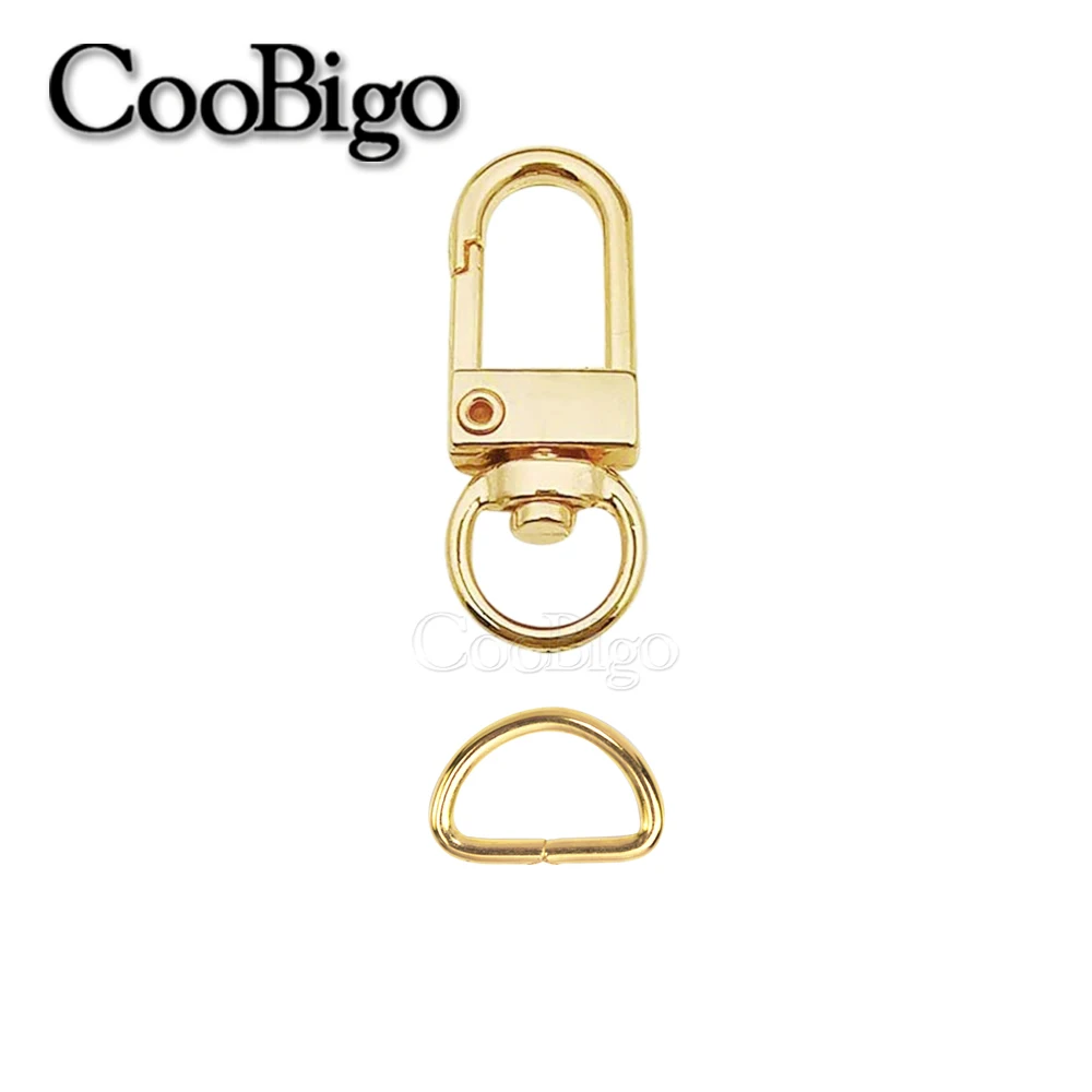 Ganchos De Metal A Presión, Con Hebillas De Correa De Perforación D, 5 Juegos De Accesorios Para Bolso, Puerta De Empuje, Cierre Giratorio De Langosta (1 Pulgada, Latón Cepillado