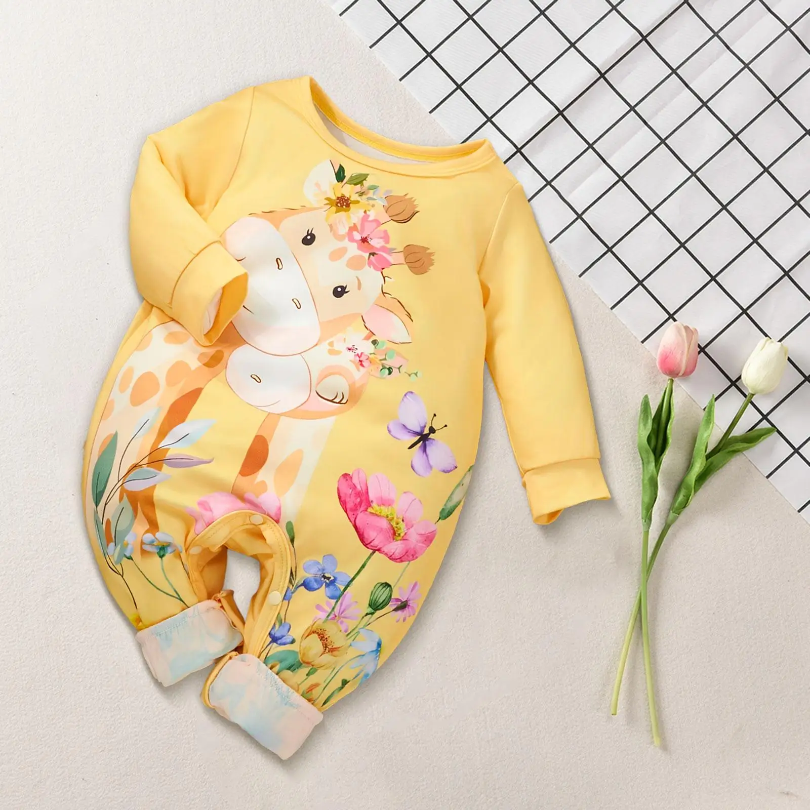 

Long Leg Romper Giraffe Baby Long Sleeve Romper for Outdoor Homewear Holiday