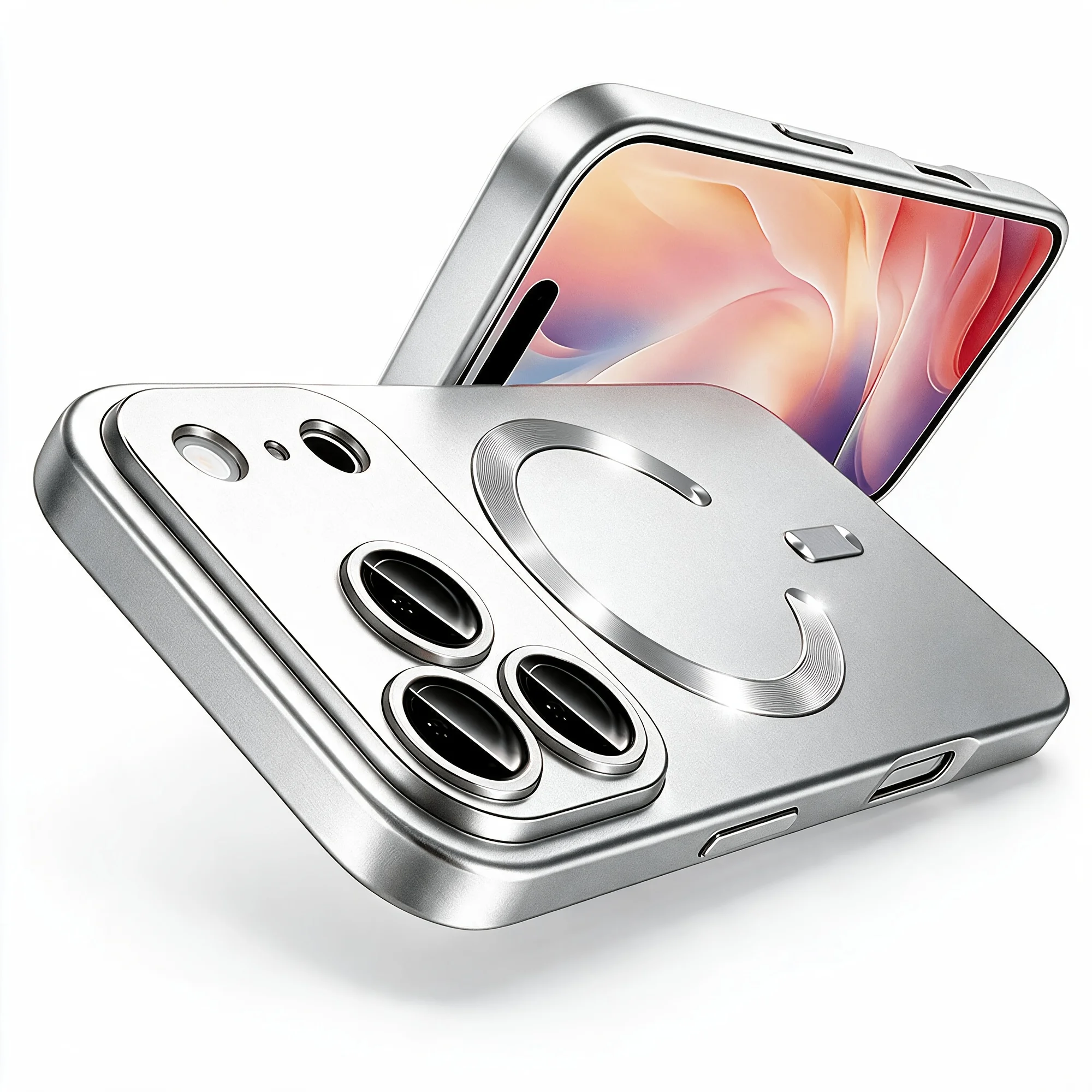 Enhanced Magsafe Magnetic Wireless Charging Silicone Case with Glass Lens Protection Cover