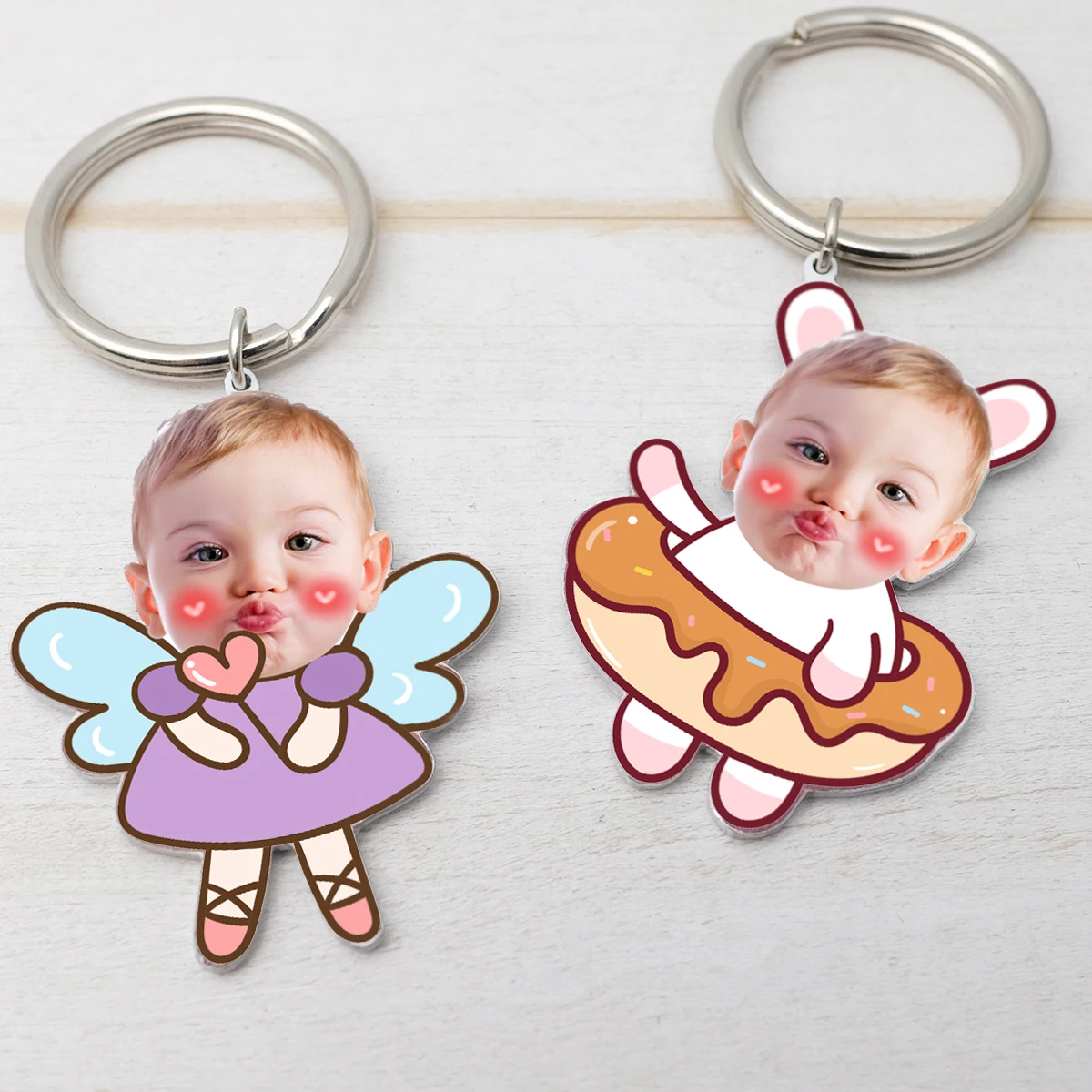 Custom Photo Keychain,Personalized Keyring with Picture,Photo Key Chain for Dad,Baby Shower Gift,New Mom Gift,Father's Day Gift