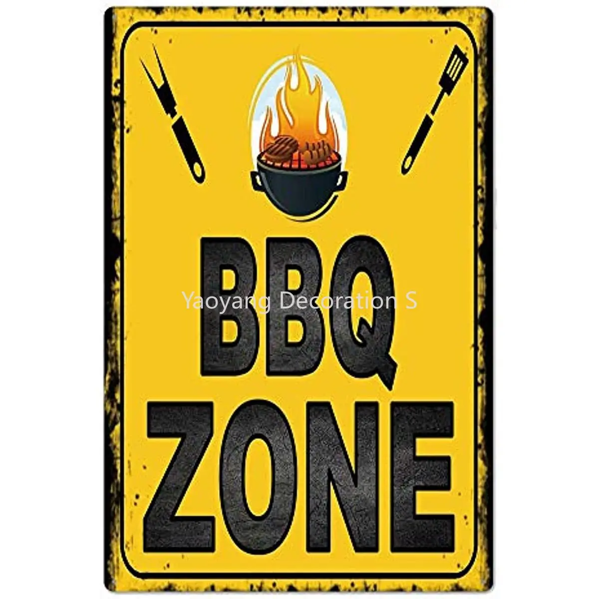 

Retro Design BBQ Zone Tin Metal Wall Art Signs Thick Tinplate Print Poster Wall Decoration vintage decor home decor