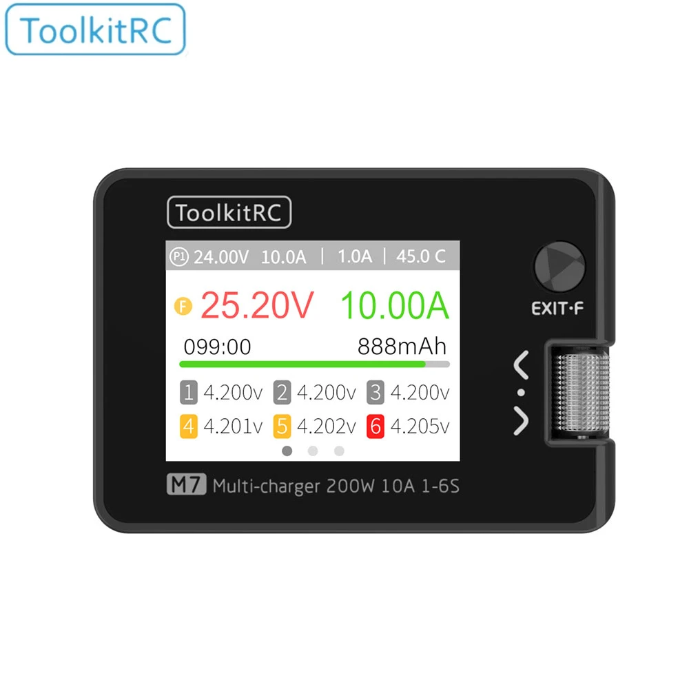 

ToolkitRC M7 200W 10A DC Balance Charger Discharger for 1-6S Lipo Battery With Voltage Servo Checker ESC Receiver Signal Tester
