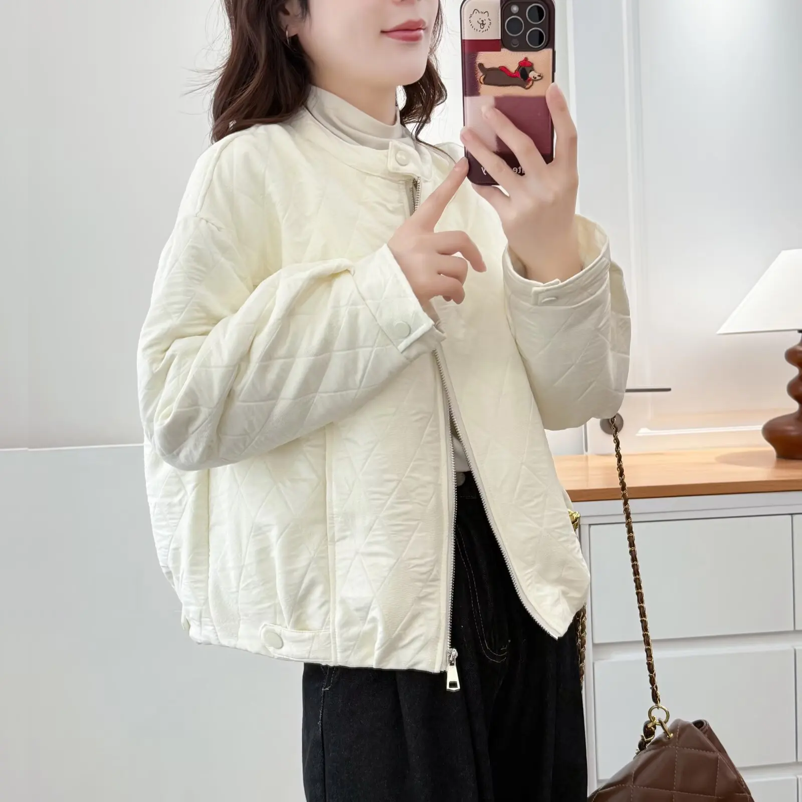 XXXXL Fashion Plus Size Women's Parkas Winter Stylish Argyle Padded Jacket Loose Warm Zipper Coat 202561