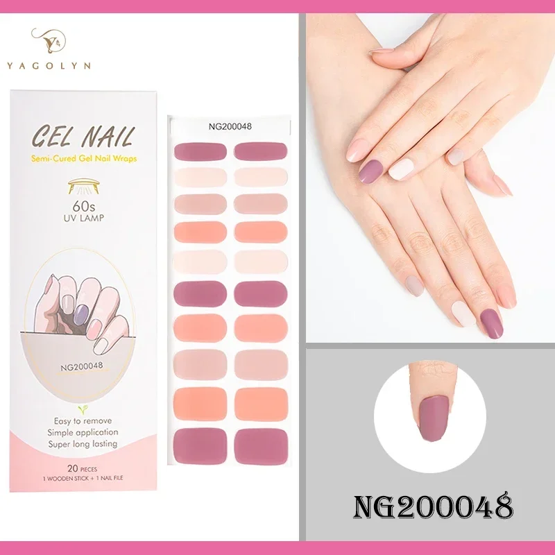 16/20Tips White Snowflakes Semi-cured Gel Nail Sticker UV Lamp Needed Long Lasting Full Cover Gel Polish Decals Manicure nail stickers nail art decoration nail decals