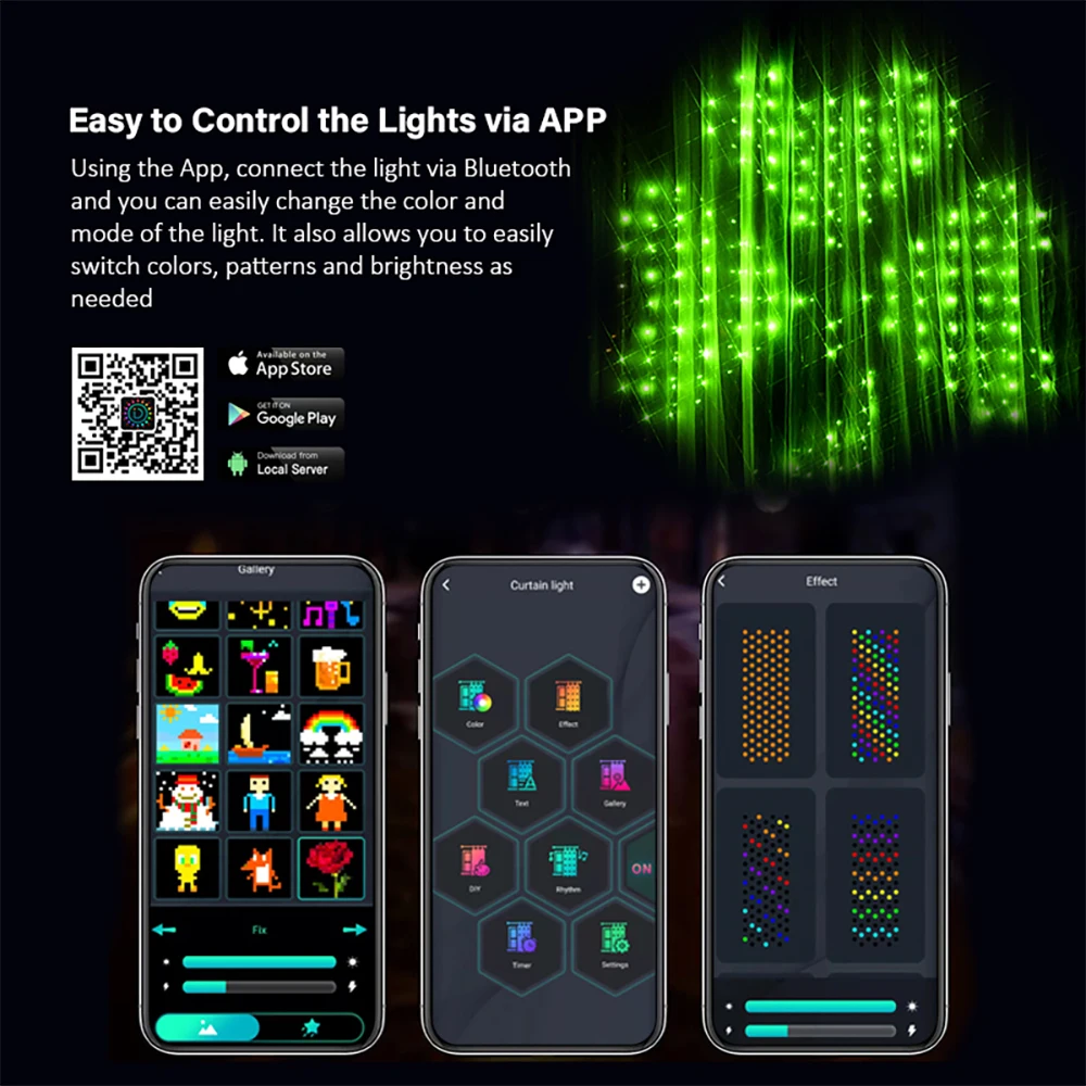 RGB 스마트 창 커튼 스트링 조명, 꿈의 색상 변경 요정 화환, 앱 원격 LED 조명, 크리스마스 웨딩 장식