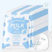 LAIKOU Milk Silky Hydrating Mask Brightening Collagen Sheet Mask Anti-Age Skin Care Moisturizing Face Mask 25g*20pcs