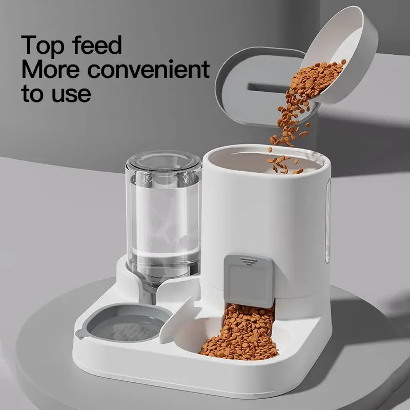 Automatic Cat Food Dispenser And Water Feeder Gravity Pet Bowl_voghion.com