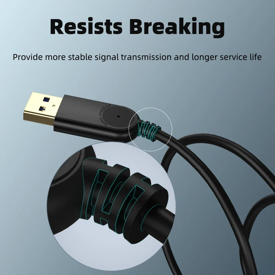 Premium USB Extension Cable - Super Speed USB 3.0 Male to Female Data Sync Extender (1m, 2m, 3m)