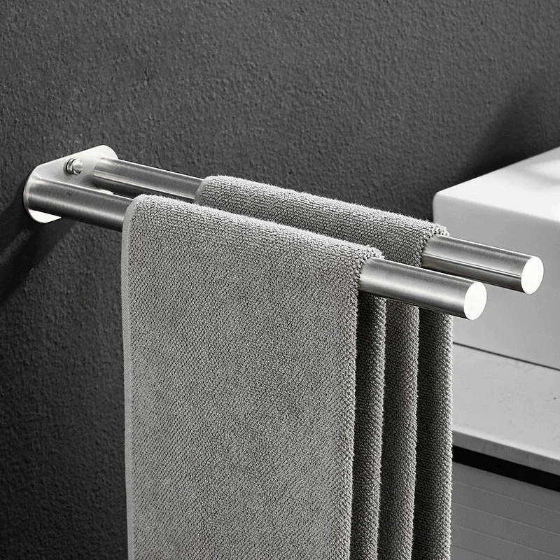 Bathroom Towel Rack Stainless Steel Holder Wall Black Double Towel Rack Hand Bar Hanger Ladder Holder Bathroom Accessories