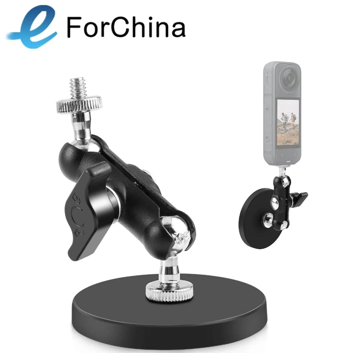 PULUZ Magnetic Pea-Style Clip Mount Holder with Mount Adapter & Long Screw for GoPro / Insta360 / DJI Action Camera