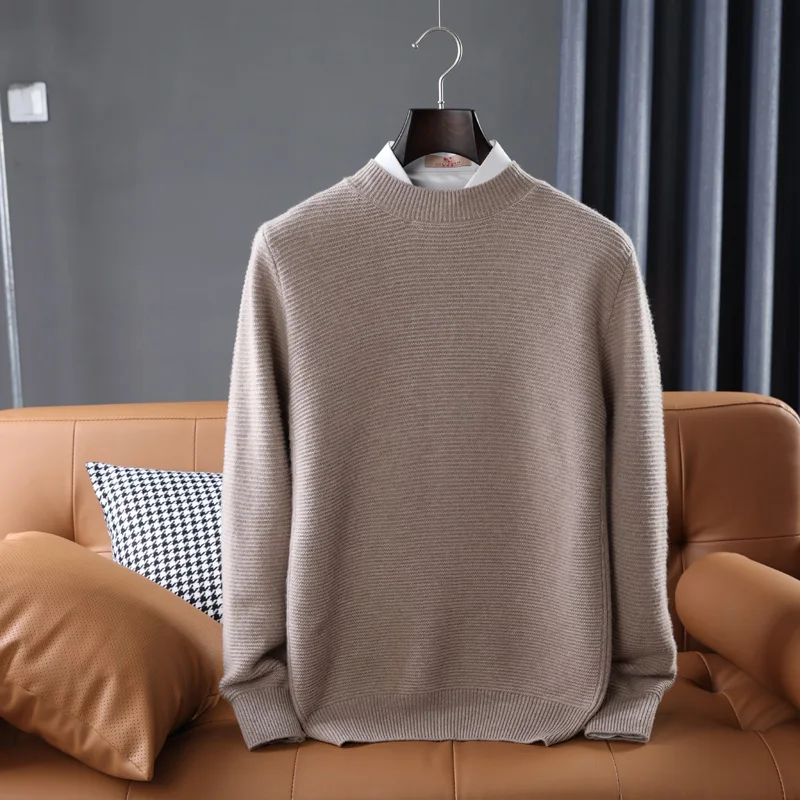 

Jueqi men's business cashmere sweater round neck pullover sweater 100% pure wool underwear thickening MR-1923