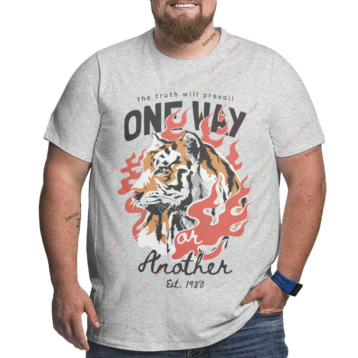 

Flame Tiger Printing Pattern Men's T-shirt Summer Short-sleeved Oversized Streetwear Tees Casual Men's Tops 6XL