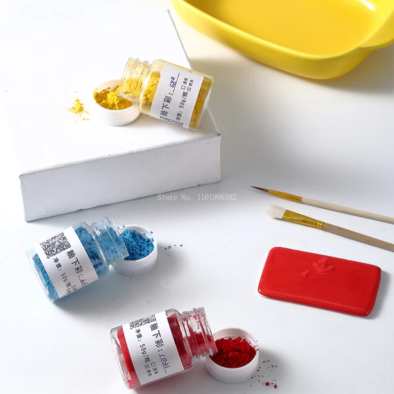 50g / Bottle Medium and Low Temperature Ceramic Underglaze Color Powder Pigment DIY Handmade Pottery Painting Coloring Pigments