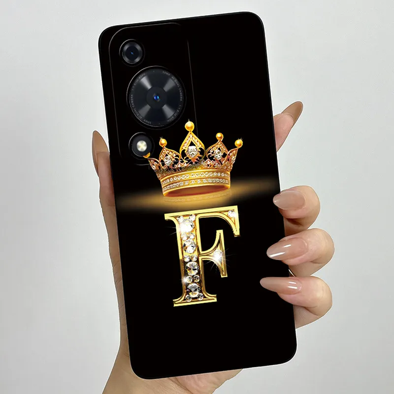Crown Initial Letter Couple Phone Case - Soft Silicone TPU Lens Protective Casing