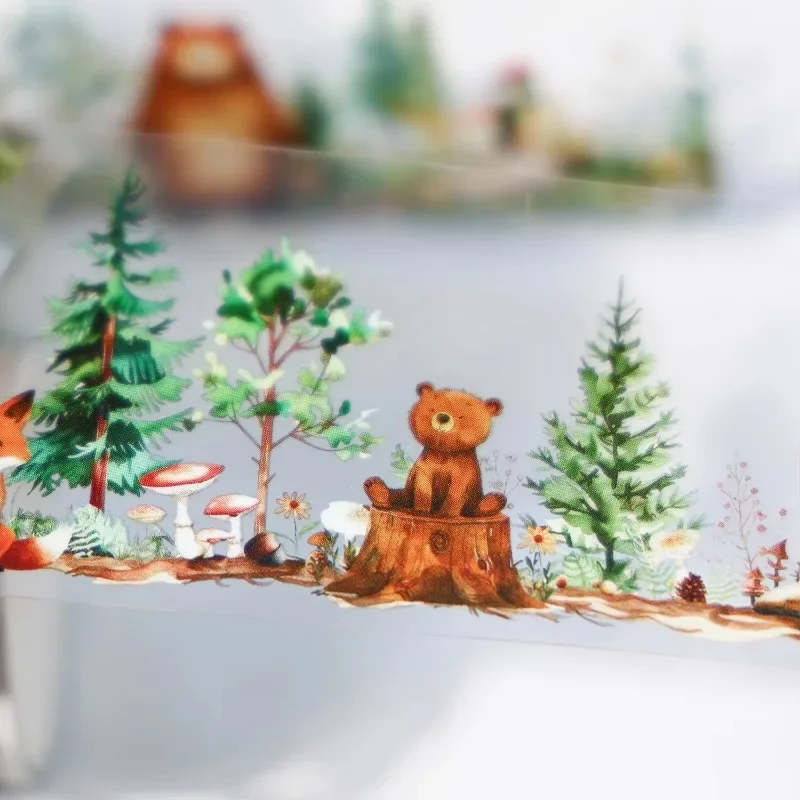1Roll Garden Landscaping Tape Woods Handbook Fairytale Romantic PET Vintage Flower Mountain Plants Decoration Scrapbook 40mm*2m 5