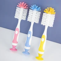 2 in 1 Mother-child Nylon Baby Bottle Cup Cleaning Brush Suction Stand Type Feeding Clean Tool Set 1