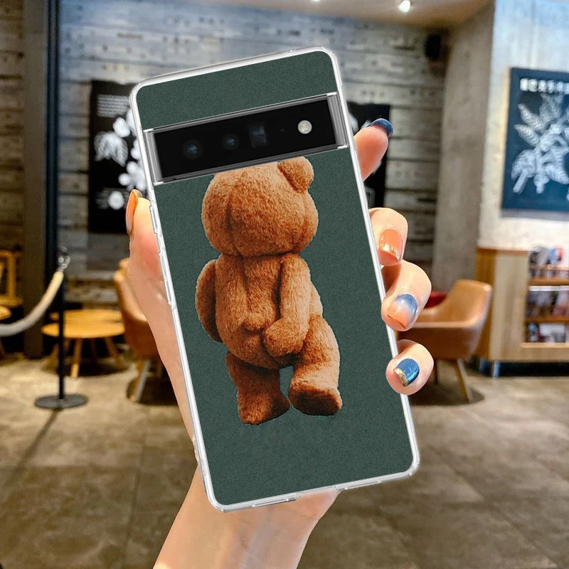 Whimsical Teddy Bear Shockproof Transparent Phone Case Cover