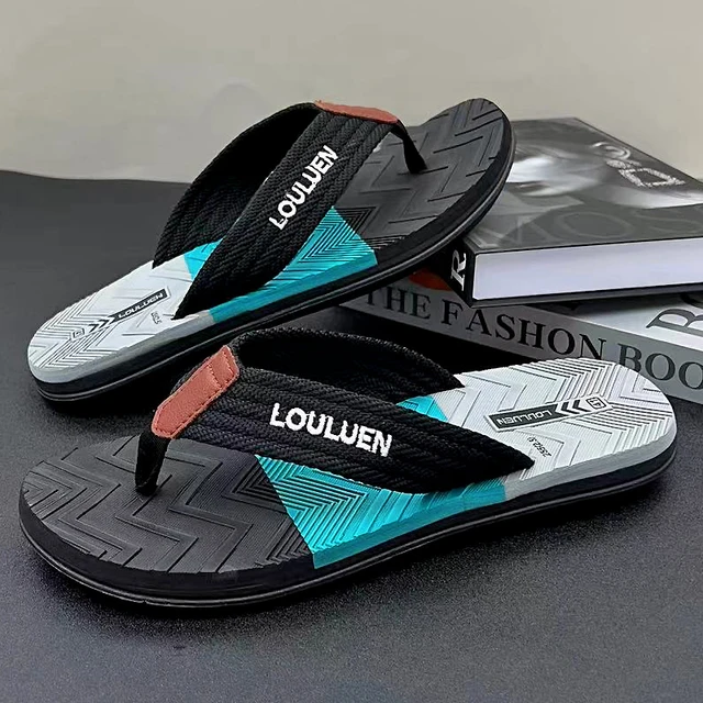 High Quality Brand Men Flip Flops Summer Beach Flip Flops Men Fashion Breathable Casual Men Beach Slippers Summer Outdoor As picture 04