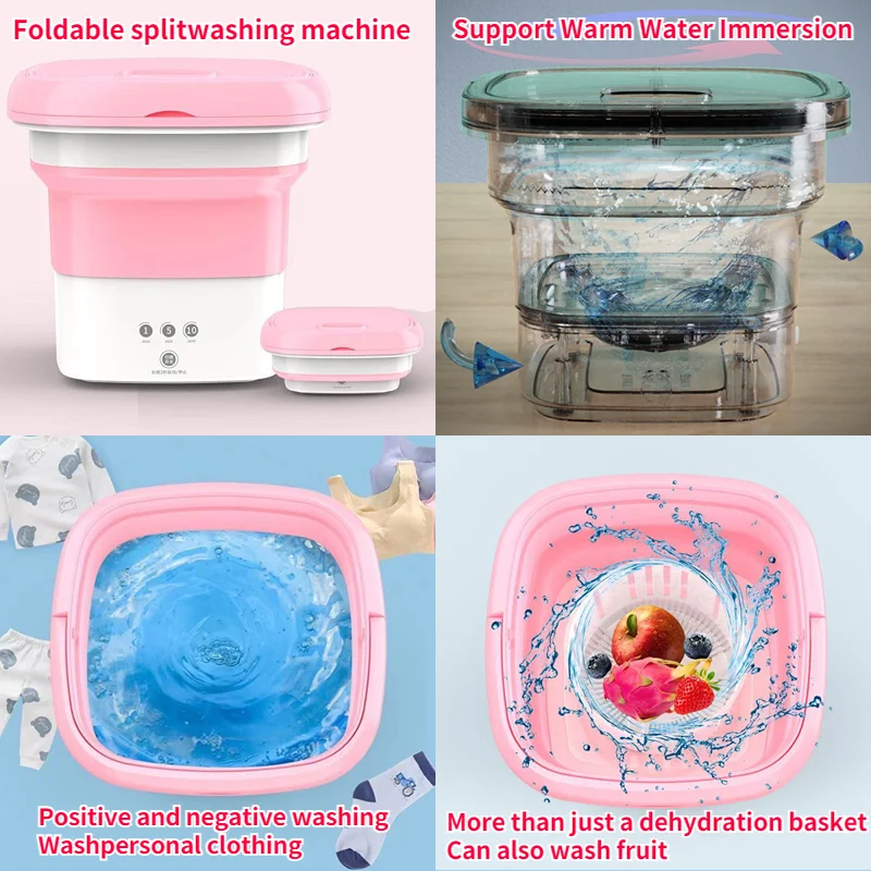  Mini Portable Washer, 7L Large Capacity Quick Cleaning  Automatic Shutdown Small Foldable Washing Machine, Energy Saving Mini  Folding Washing Laundry for Clothes Underwear Ties T‑Shirts(US) : Appliances