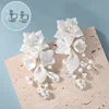 SLBRIDAL Handmade Rhinestones Crystal Pearls Flower Bridal Dangle Earring Wedding Drop Earring Women Girls Fashion Party Jewelry 3