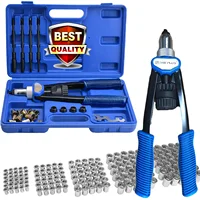 Professional Rivet Nut Pliers Set Blind Riveter Set Riveting Machine Threaded Nut Riveting M5-M12 Tool with 150 Rivet Nuts