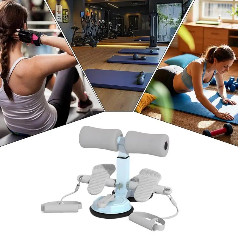 Sit Up Exercise Equipment Situp Bar with 2 Suction Cup Portable Adjustable Height Auxiliary Tool with Pull Rope for Ab Workout