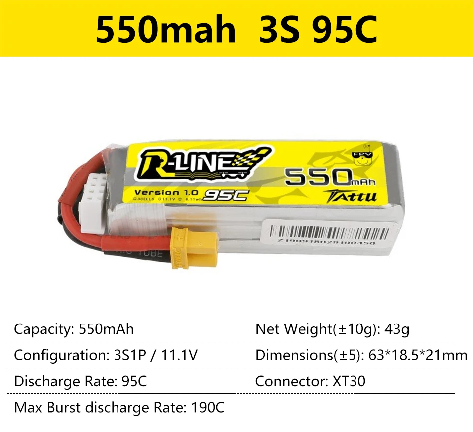 550mah 3S 95C RLNEZ7 SSOmAh Version J