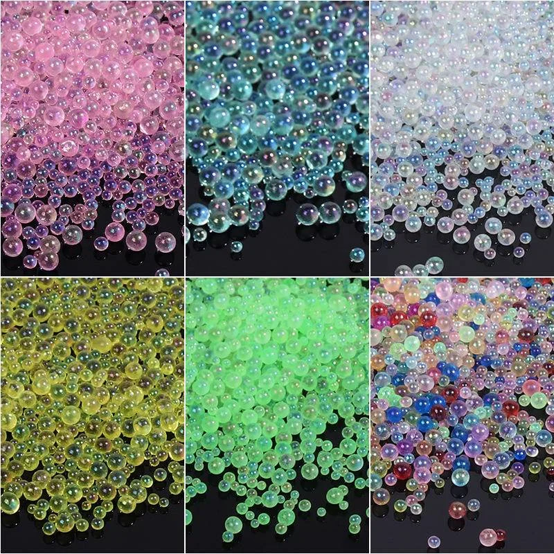 50g Colorful Mixed Water Bubble Beads Mini Glass No Hole Bead for DIY