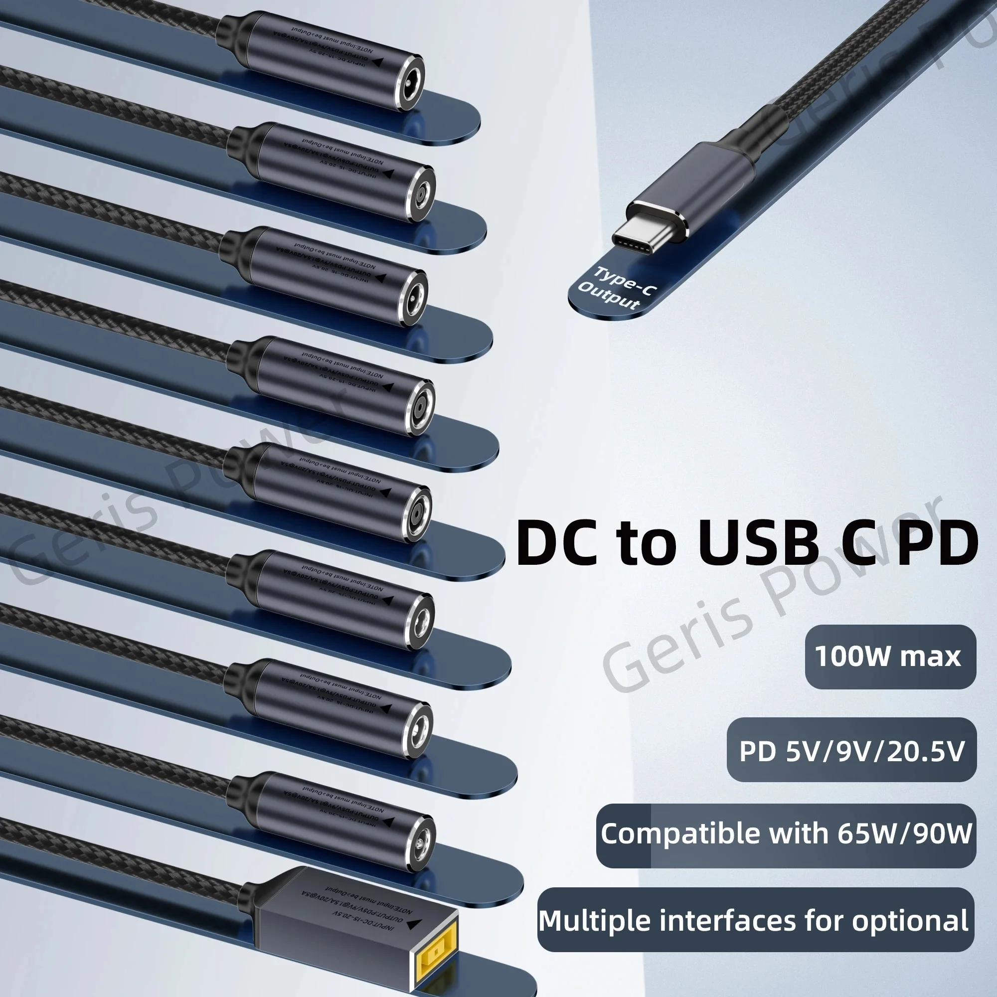 100W USB C PD 고속 충전 케이블 DC 4.5x3.0 7.4x5.0 5.5x2.5mm-Lenovo Dell Hp Asus 노트북 케이블 용 유형 C 전원 어댑터 코드