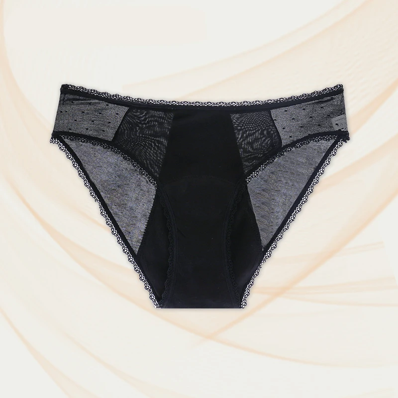 Women's Menstrual Underwear 4 Layers Waterproof Leakage Panties Female Lingerie Mid Waist Lace Underpants Physiological Period 2