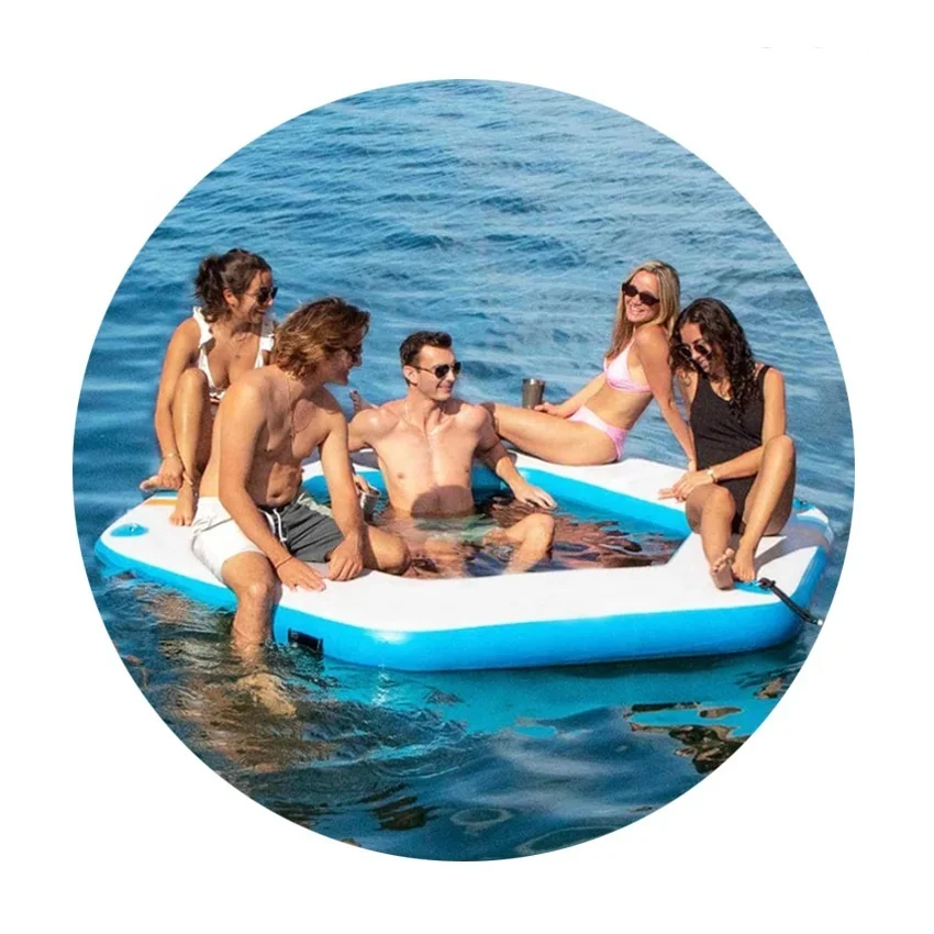 

Funworldsport Inflatable Water Lounger Hammock Pool Hexagon Round Sun Pad Water Float for Swimming Pool and Sea