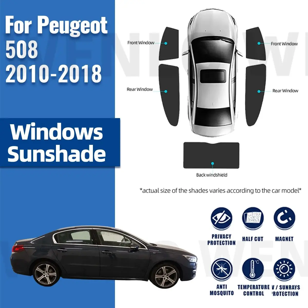 

For Peugeot 508 Sedan 2010-2018 Car Sunshade Visor Front Windshield Frame Curtain Rear Baby Side Window Sun Shade Shield
