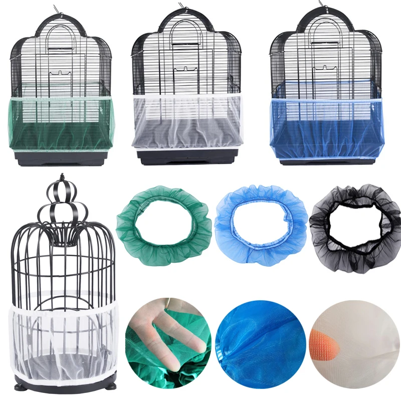 Nylon Mesh Receptor Seed Bird Parrot Cover Soft Easy Cleaning Airy Fabric Cage Catcher Supplies |