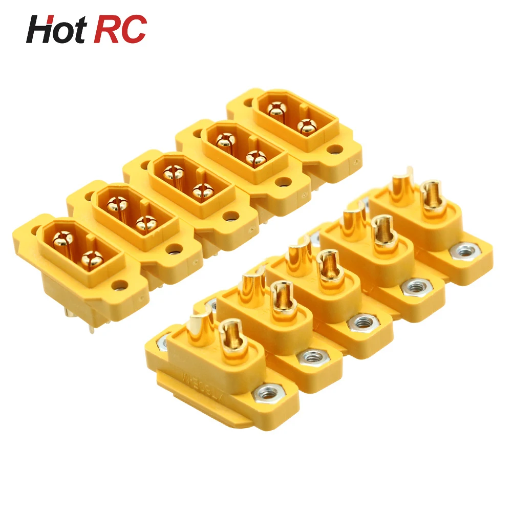 Amass-tornillos de enchufe macho chapados en oro, conector montable para carreras FpV/multicóptero, placa fija DIY, XT60E-M, XT60E, XT60