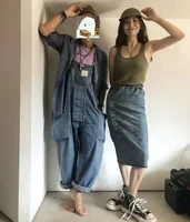 2023 Men Clothing Chic  Denim Overalls Men's Work Cargo Pants Old School Easy Worker Multi-Pocket Bib Jumpsuit Denim Pants 2